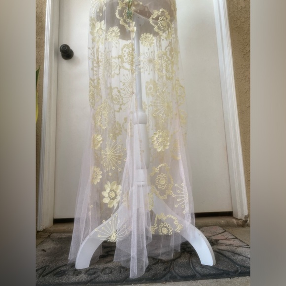 intimately free people lace & mesh shoulder tie maxi dress sz. s - Picture 7 of 12